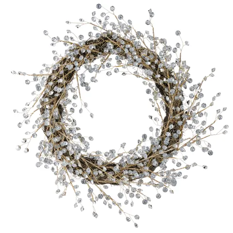 Wreath Natural with Gold/Jewel 50cm - Christmas Decorations Brisbane