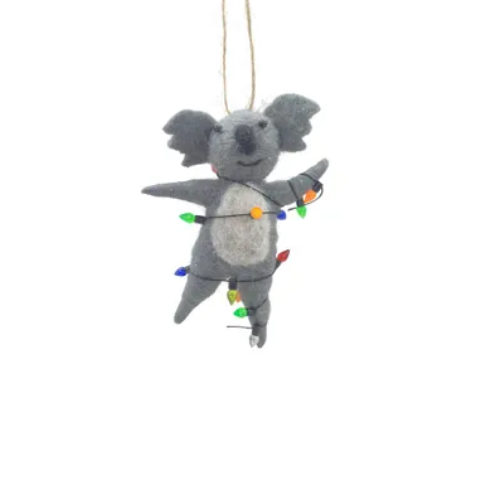 Koala with Lights Hanging Ornament Felt 12cm - Christmas Decorations Brisbane