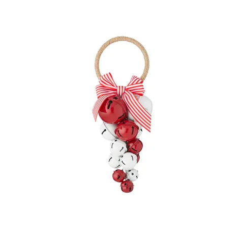Door Hanger Metal Bell Cluster Red/White 26cm - Christmas Decorations Brisbane