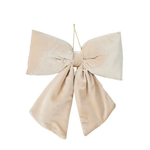 Bow Cream Velvet Hanging 34cm - Christmas Decorations Brisbane