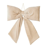 Bow Cream Velvet Hanging 50cm - Christmas Decorations Brisbane