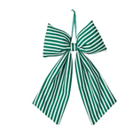 Bow Hanging Green/White Stripe 30cm - Christmas Decorations Brisbane