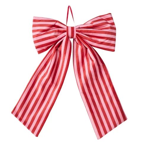 Bow Hanging Red/Pink Stripe 60x100 cm - Christmas Decorations Brisbane