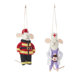 Felt Mice Firefighter/Doctor Hanging 13cm - Christmas Decorations Brisbane