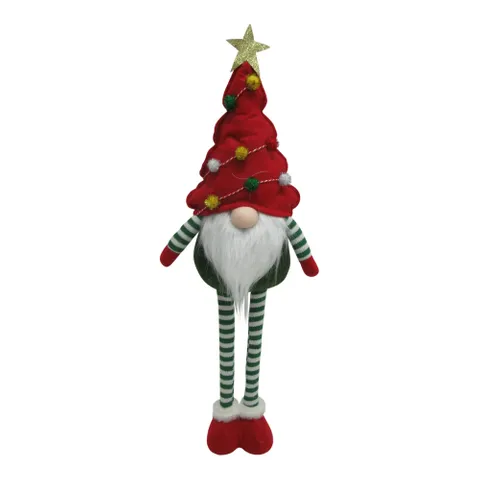 Gnome Christmas Tree Hat Extendable Legs Red/Green 62cm - Christmas Decorations Brisbane