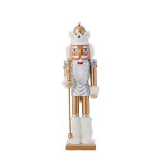 Nutcracker with Crown White/Gold 38cm - Christmas Decorations Brisbane