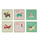 Ceramic Coaster Holiday Dogs 10cm Assorted - Christmas Decorations Brisbane