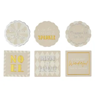 Ceramic Coaster Merry Sparkle 10cm Assorted - Christmas Decorations Brisbane