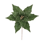 Poinsettia Flower Green Velvet 30cm - Christmas Decorations Brisbane