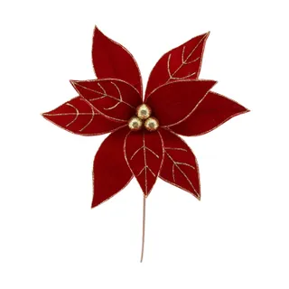 Poinsettia Flower Red with Gold Centre 35cm - Christmas Decorations Brisbane