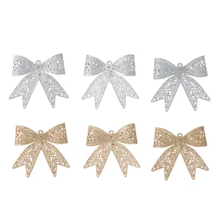 Gift Bows Set of 6 Gold and Silver 11cm