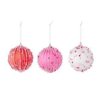 Floss Bauble Foam Red Pink White Assorted 10cm - Christmas Decorations Brisbane