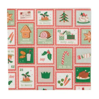Napkin Xmas Stamps 20pk 33cm - Christmas Decorations Brisbane