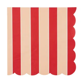 Napkin Red/Cream Variegated Edge 20 Pack 33cm