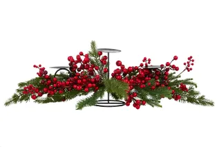 Three Candle Holder Pine and Berry 76cm - Christmas Decorations Brisbane