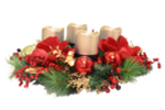 Candle LED Display w/ Red Magnolia Flowers 49cm - Christmas Decorations Brisbane