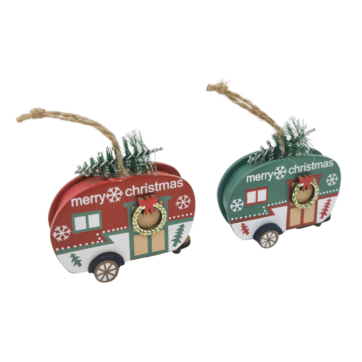 Caravan Christmas Decoration Red or Green 7cm