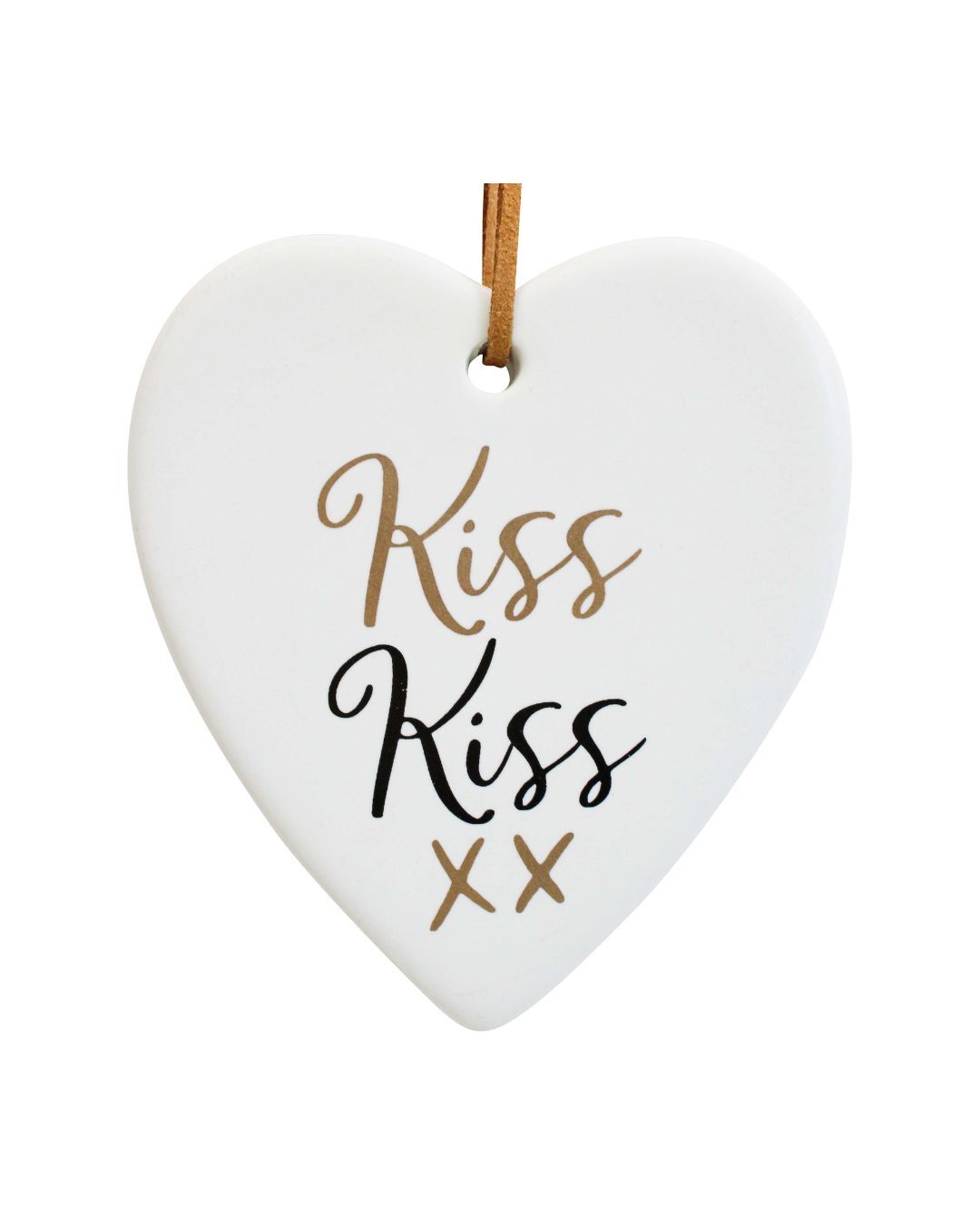 Heart 'Kiss Kiss' Ceramic 9cm - Christmas Decorations Brisbane
