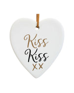 Heart 'Kiss Kiss' Ceramic 9cm - Christmas Decorations Brisbane