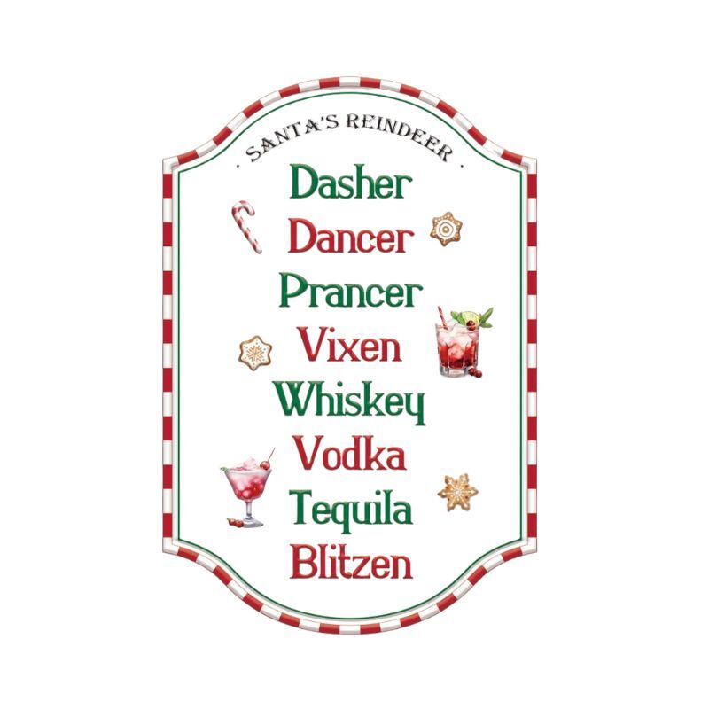 Santa's Reindeer Metal Sign 45cm