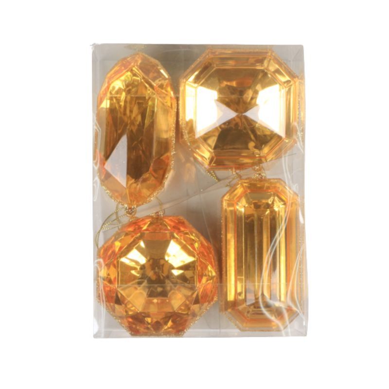 Jewel Gold Set of 4 Assorted 10-12cm - Christmas Decorations Brisbane
