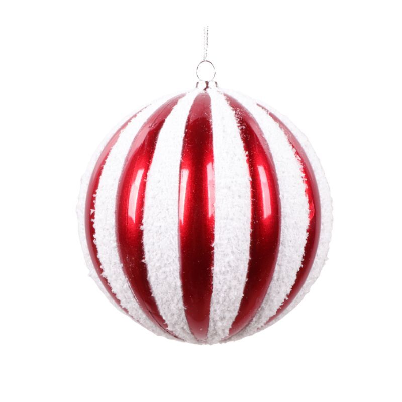 Bauble Red and White Striped 120mm