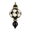 Finial High Gloss Black/White with Gold Glitter 228mm - Christmas Decorations Brisbane