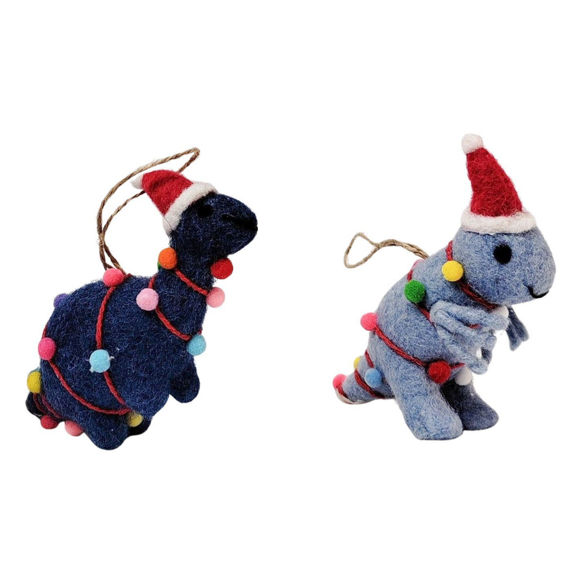 Dinosaurs Wrapped in Christmas Lights Blue 9cm