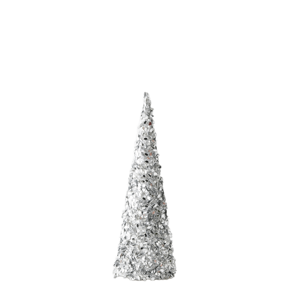 Tree Cone Silver Jewelled 30cm - Christmas Decorations Brisbane