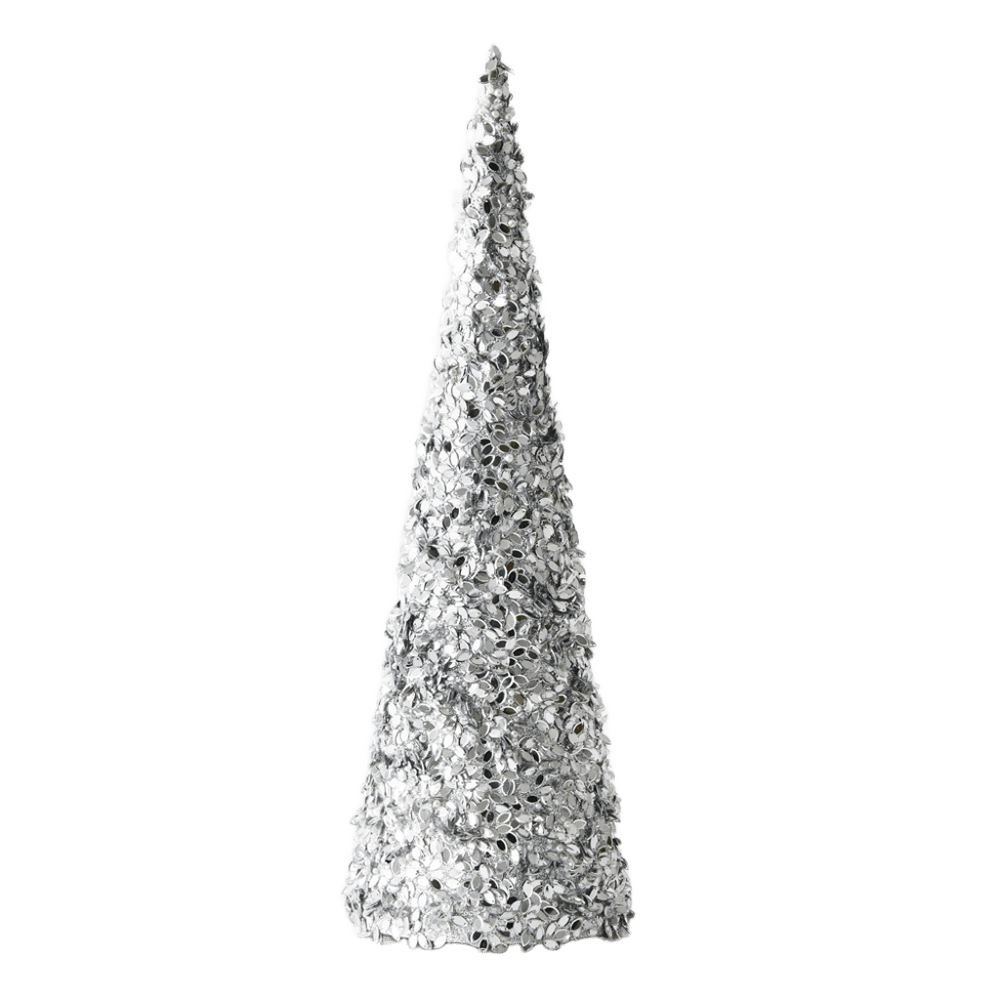 Tree Cone Silver Jewelled  45cm - Christmas Decorations Brisbane
