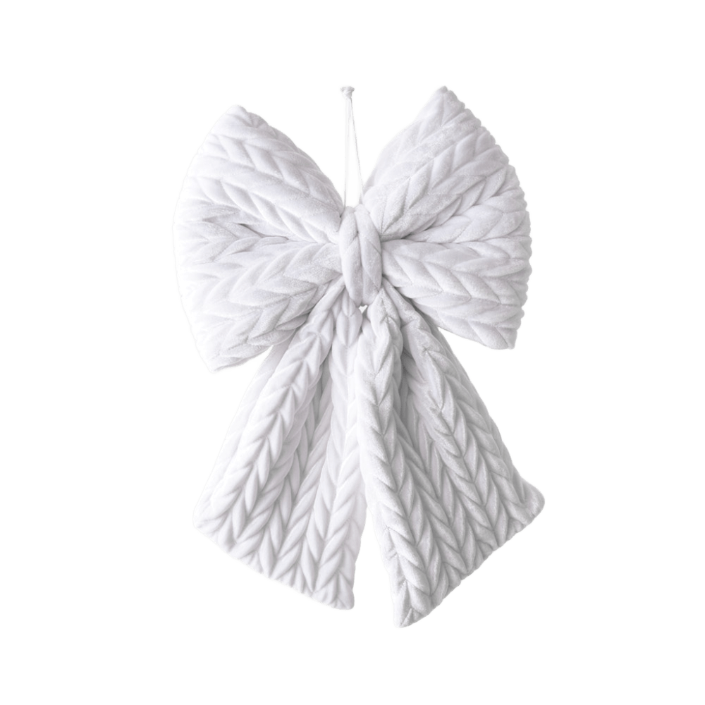Bow Plush White Hanging 43cm