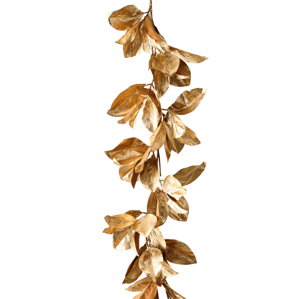 Garland Magnolia Leaf Gold 180cm - Christmas Decorations Brisbane