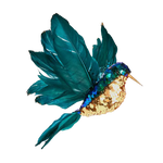 Hummingbird hanging ornament with gold body and green wings