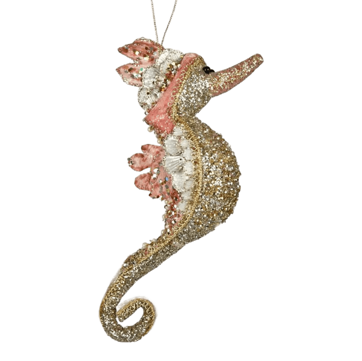 Seahorse Shimmer Hanging Pink 23cm