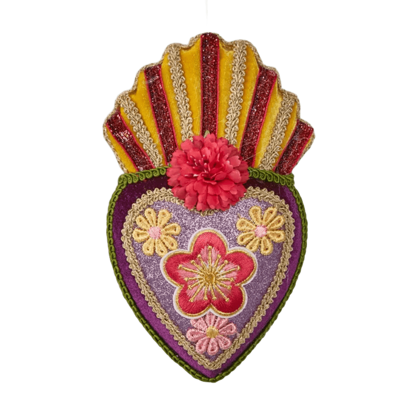 Heart Embroidered Hanging 18cm - Christmas Decorations Brisbane