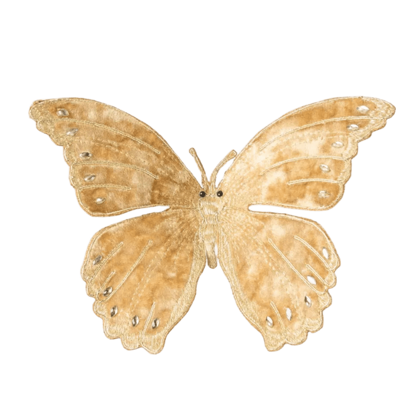 Butterfly Clip-On Velvet Champagne 15cm