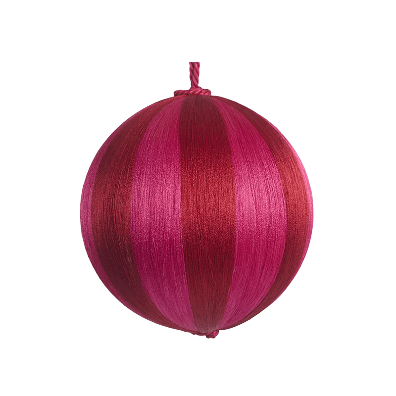 Bauble Silk Stripe Fuchsia 20cm - Christmas Decorations Brisbane