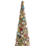 Jewelled Cone Christmas Tree Colourful 35cm - Christmas Decorations Brisbane