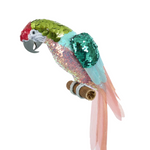 Sequin Parrot Perched Pink Belly 55cm - Christmas Decorations Brisbane