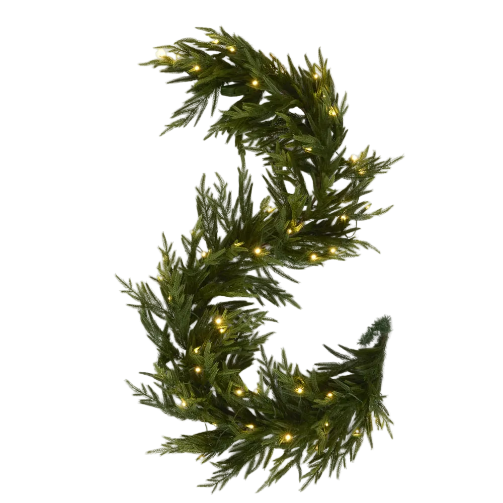 Pine Needle Garland Pre-Lit 180cm - Christmas Decorations Brisbane