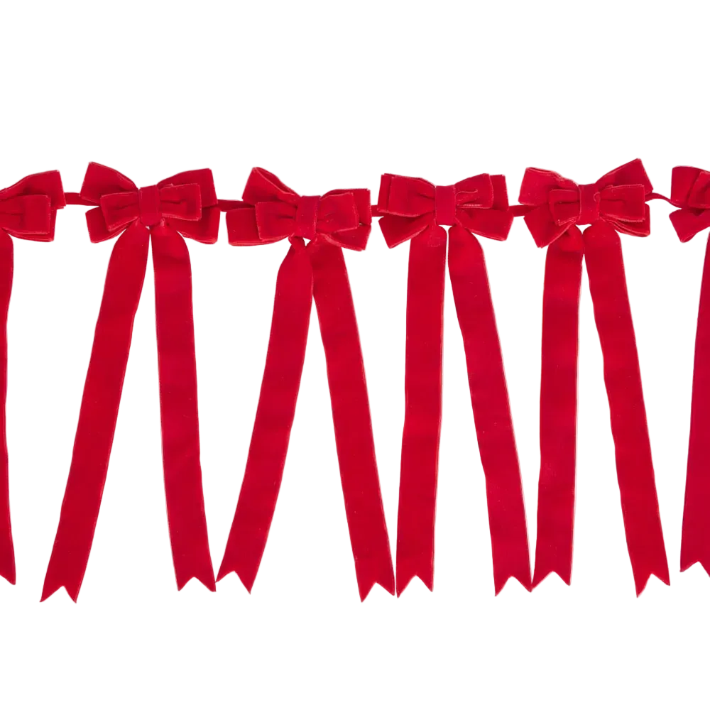 Scarlet Velvet Bow Garland Red 31cm - Christmas Decorations Brisbane