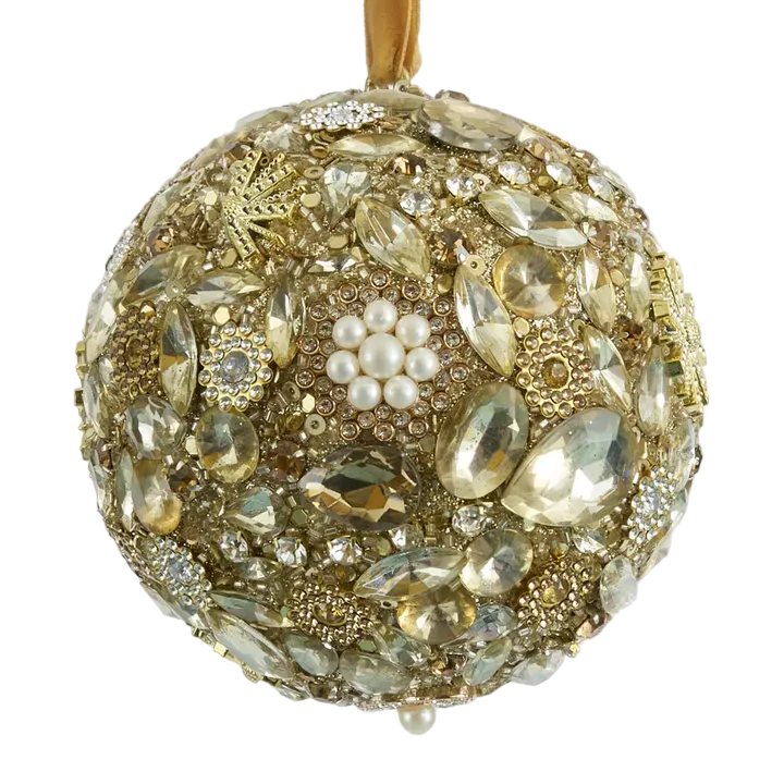 Jewelled Bauble Gold 10cm - Christmas Decorations Brisbane