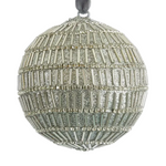 Bugle Bead Silver Glitter Bauble 10cm - Christmas Decorations Brisbane