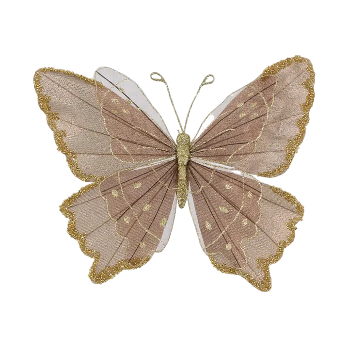 Butterfly Brown with Gold Clip-On 26cm - Christmas Decorations Brisbane