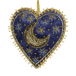 Celestial Moon Velvet Heart Hanging Decoration - Christmas Decorations Brisbane