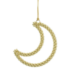 Crescent Moon Beaded Gold 14cm - Christmas Decorations Brisbane