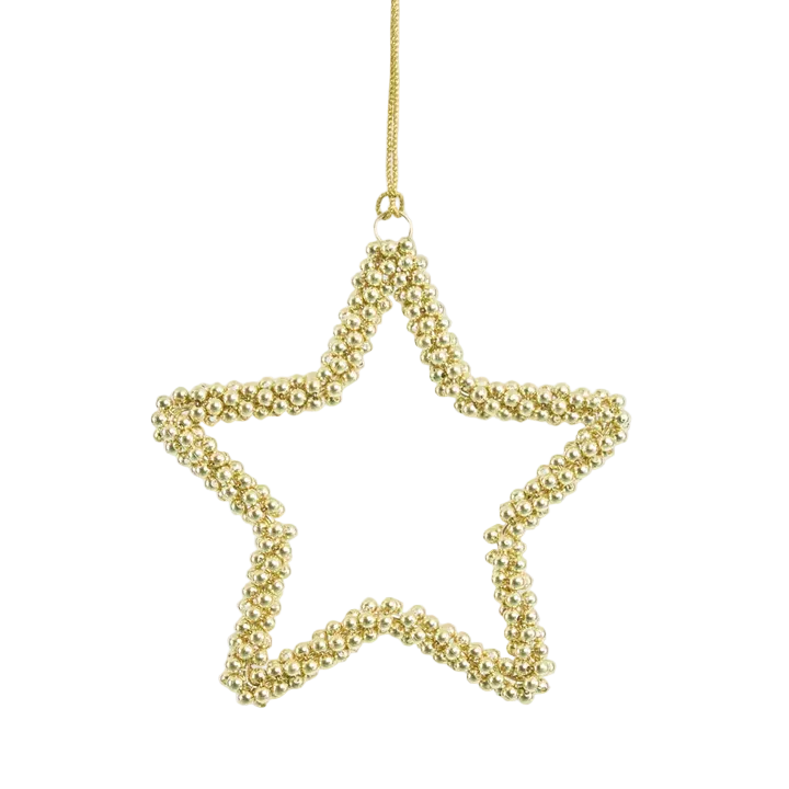 Star Beaded Gold 13cm - Christmas Decorations Brisbane