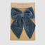 Velvet Bow Clip-On Navy Blue 36cm
