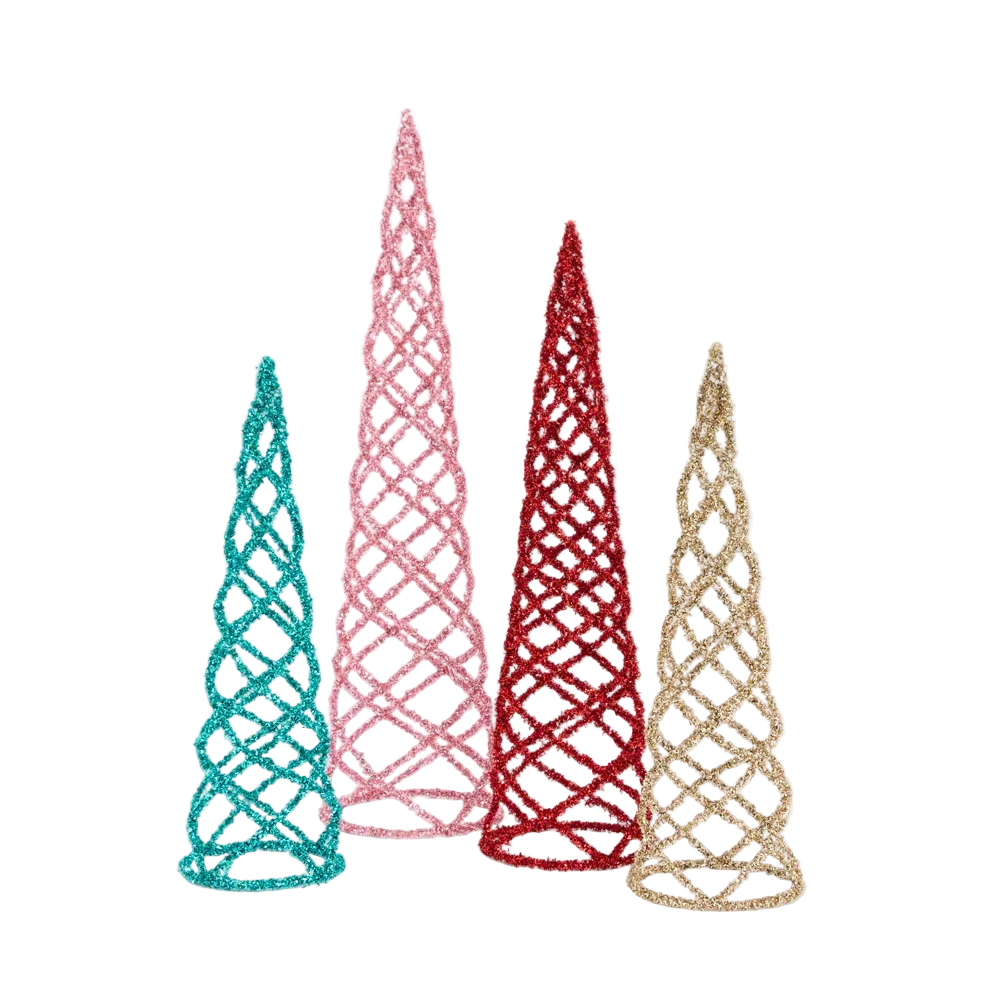 Tinsel Swirling Cone Tree Pink 60cm - Christmas Decorations Brisbane