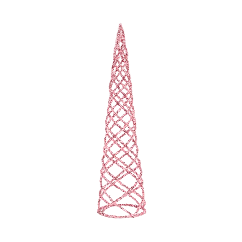 Tinsel Swirling Cone Tree Pink 60cm - Christmas Decorations Brisbane